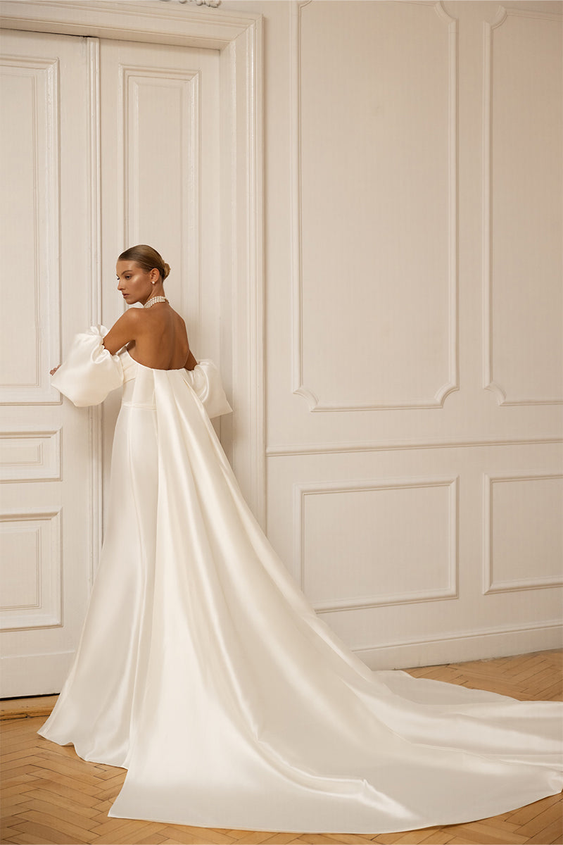 Passionate Love Strapless Satin Wedding Gown | Jewelclues | #color_ivory