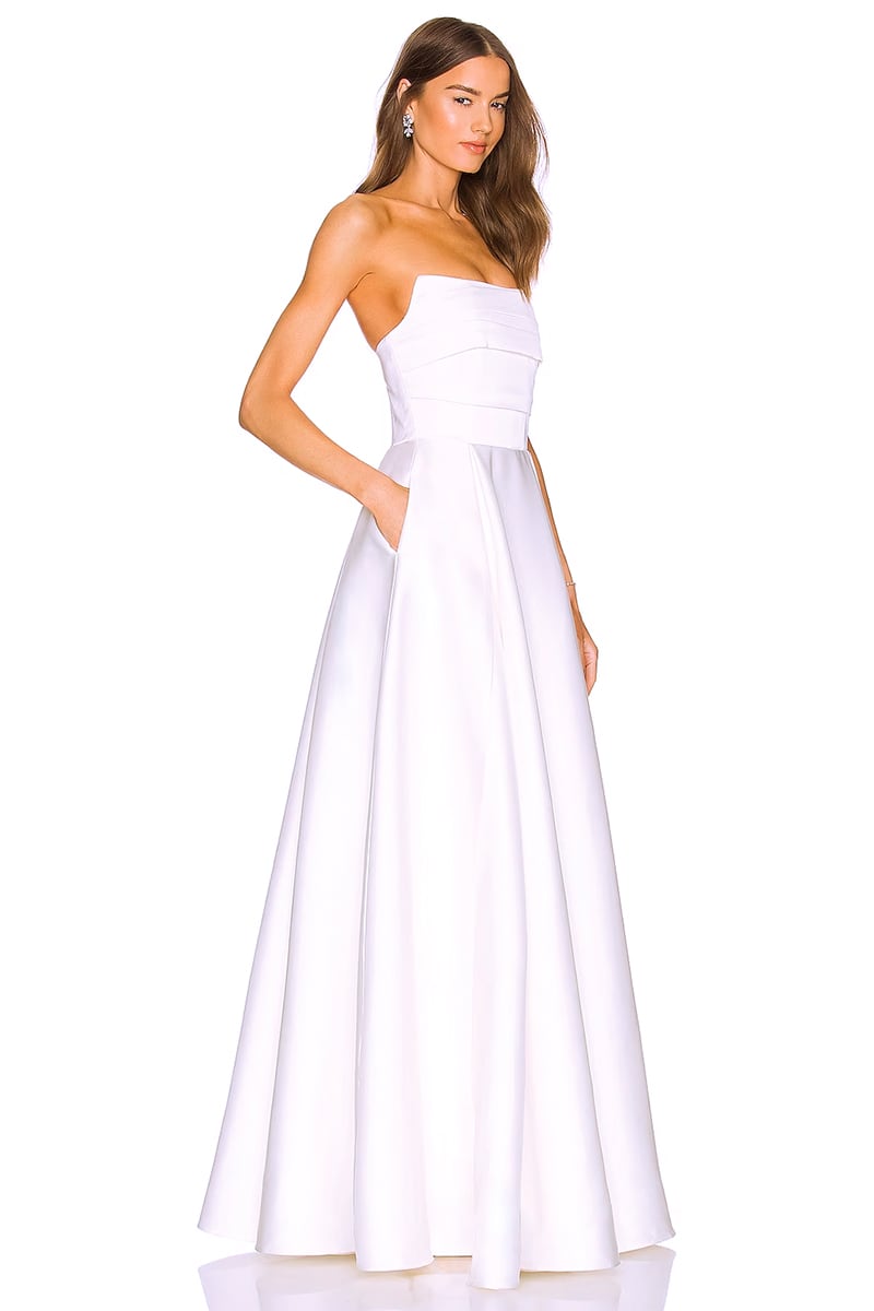 Precious Love Satin Strapless Maxi Dress | Jewelclues #color_white