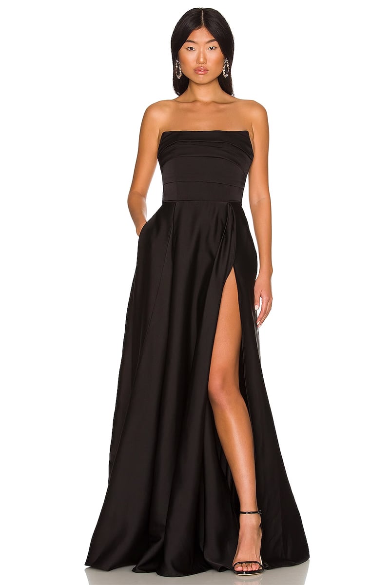 Precious Love Satin Strapless Maxi Dress | Jewelclues #color_black