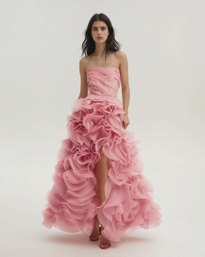 Harper Pink Strapless Maxi Dress | Jewelclues