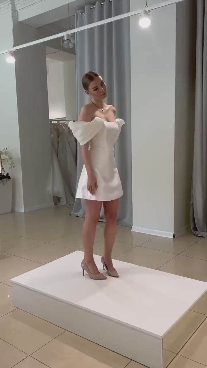 Juliette Satin Off-the-Shoulder Mini Dress | Jewelclues