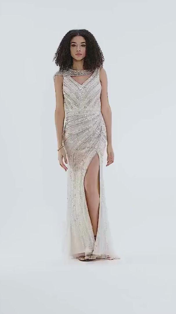 Odessa Beaded Maxi Dress | Jewelclues #color_champagne