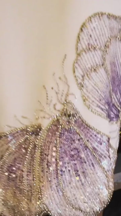 Color_Lilac | Ameena Beaded One-Shoulder Midi Dress | Jewelclues