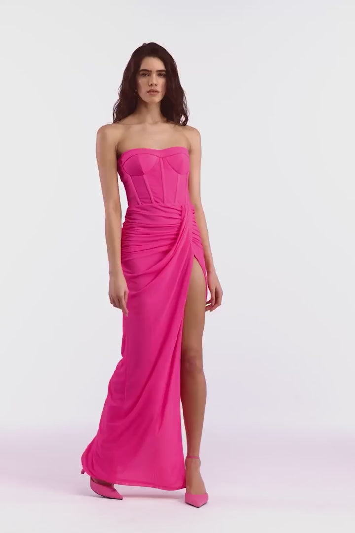 Dream Bodycon Strapless Maxi Dress | Jewelclues #color_hot pink
