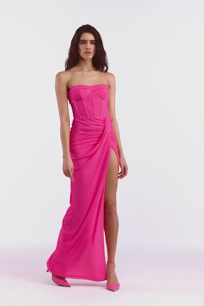 Dream Bodycon Strapless Maxi Dress | Jewelclues #color_hot pink