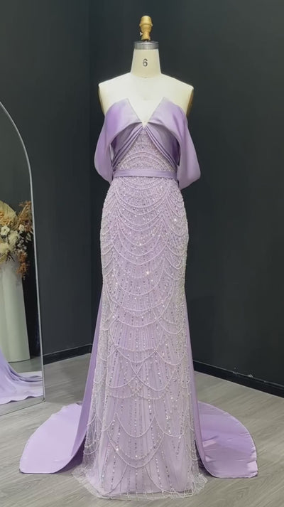 Juliette Beaded Off-Shoulder Gown | Jewelclues