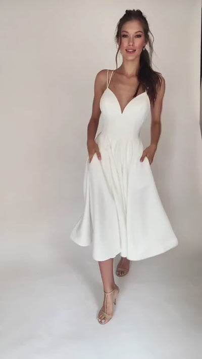 Aisle Soft White Satin Midi Dress - Jewelclues