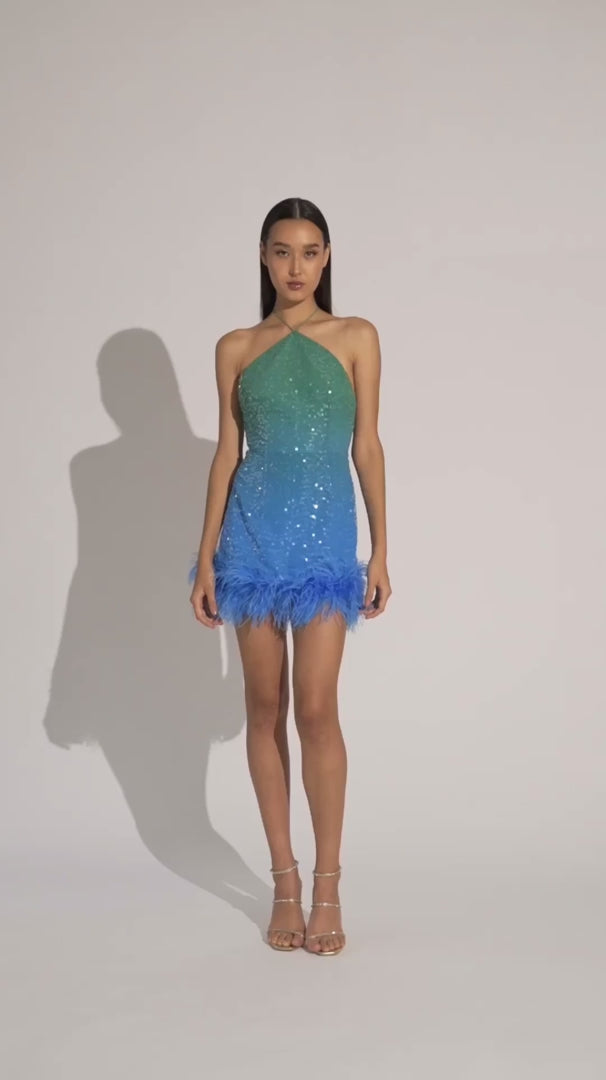 Sparkling Desire Feather Trim Sequin Mini Dress | Jewelclues
