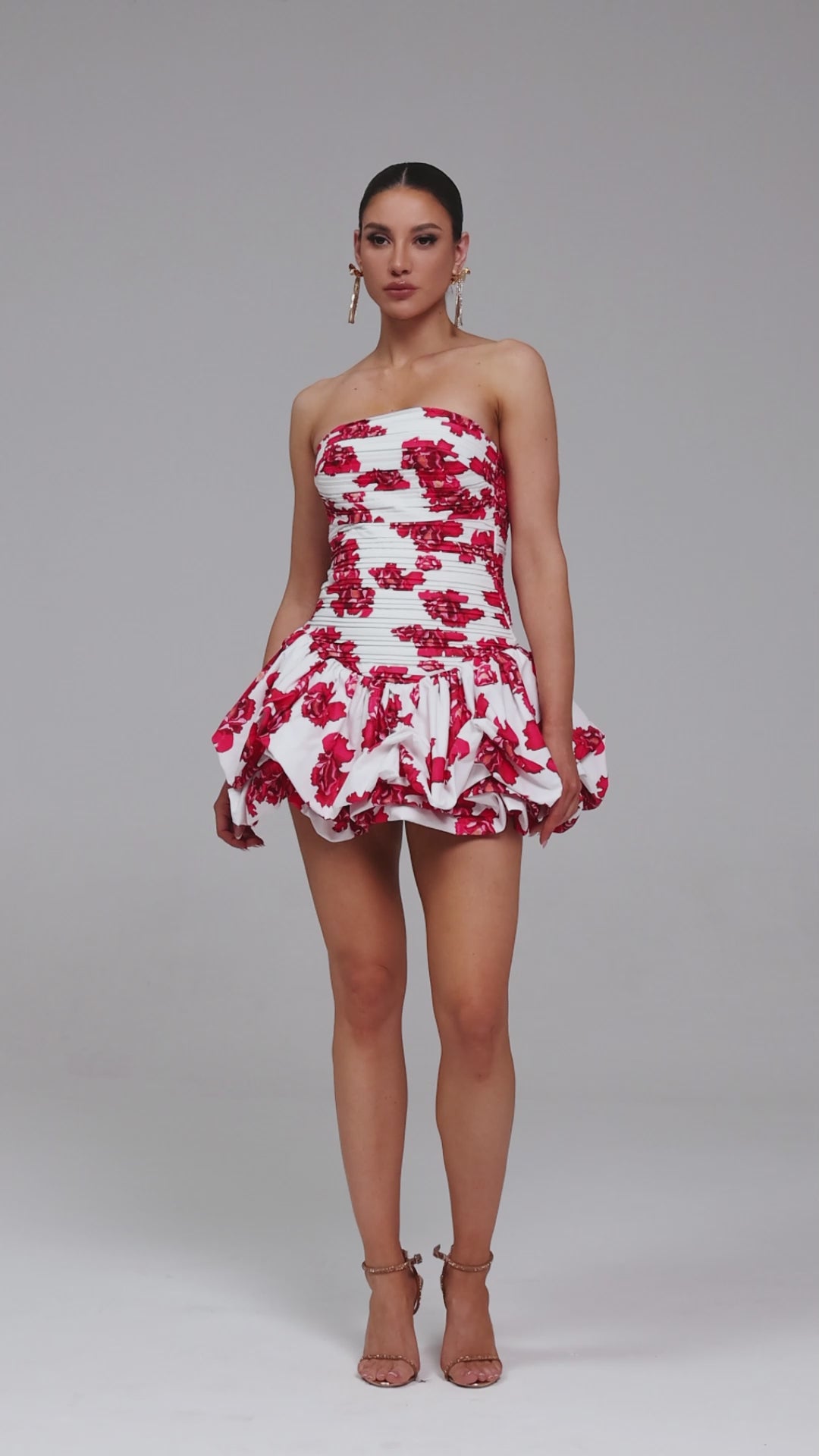 Effortless Charm Floral Strapless Mini Dress | Jewelclues #color_claret