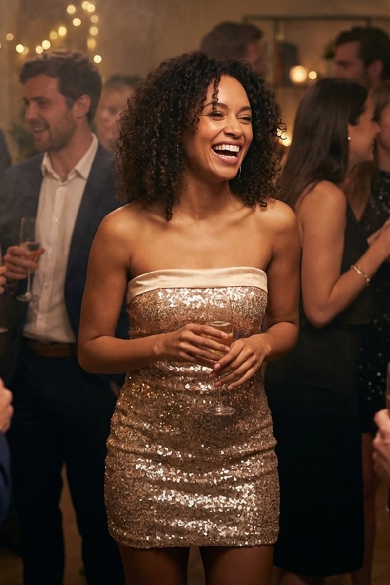 Pristine Sequin Bandeau Mini Dress | Jewelclues