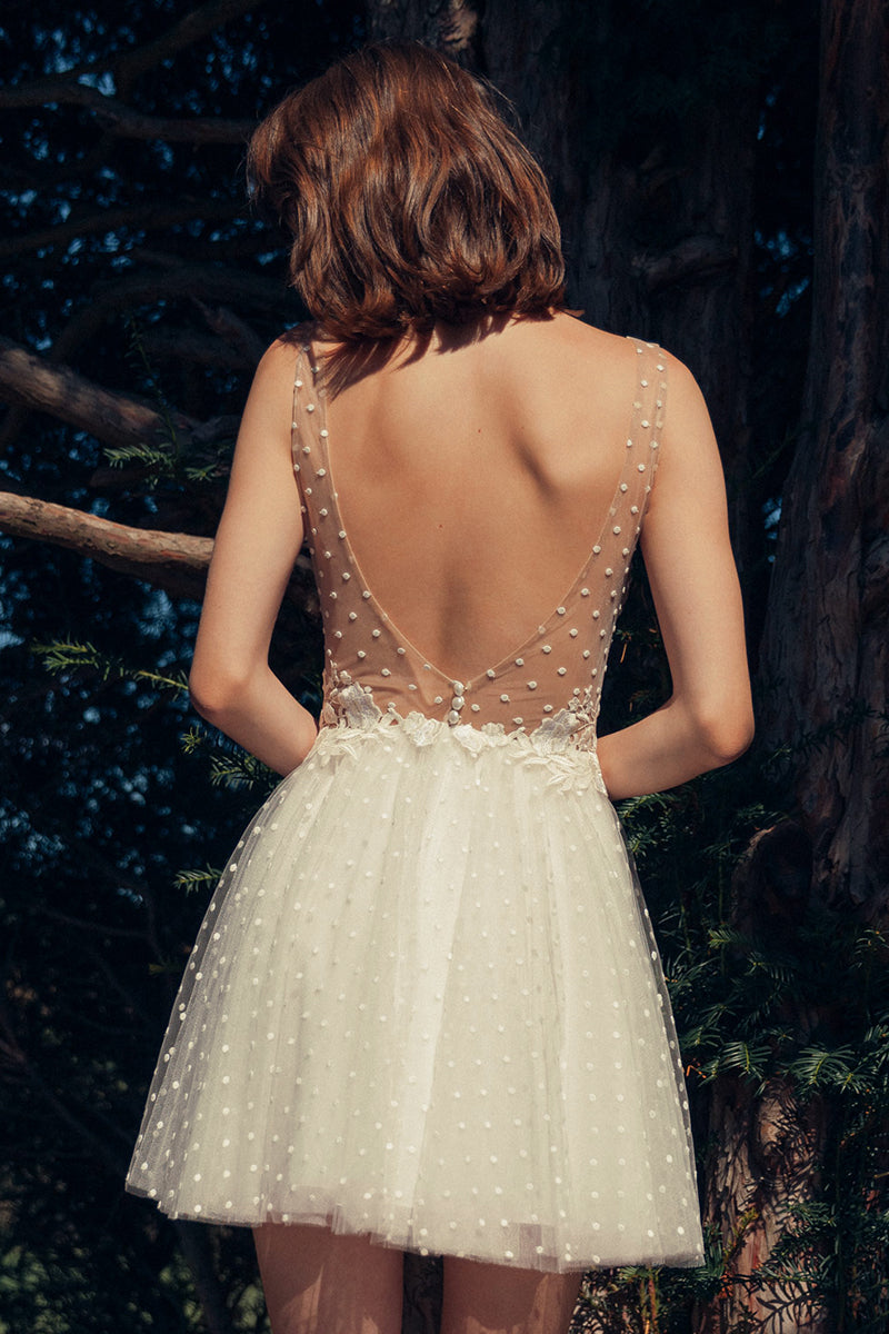 Radiant Desires Embroidered Lace Mini Dress | Jewelclues | #color_ivory