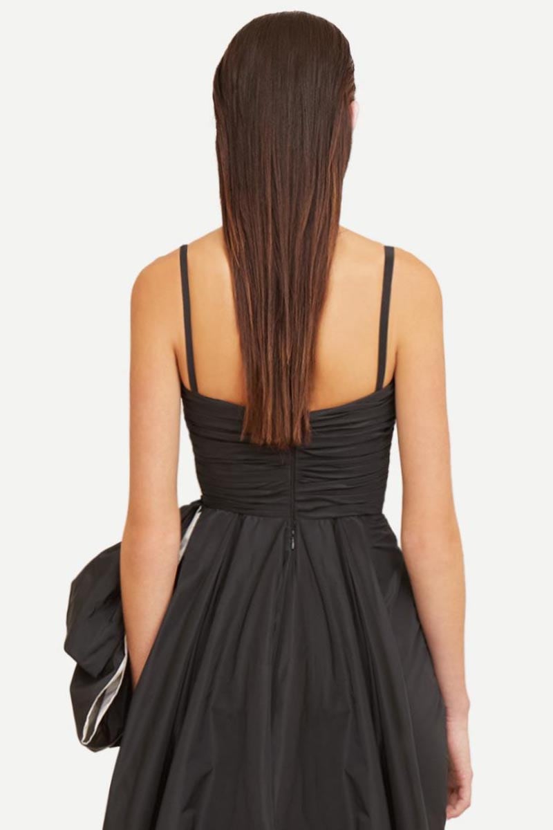 Rayna Black Satin Draped Maxi Dress | Jewelclues