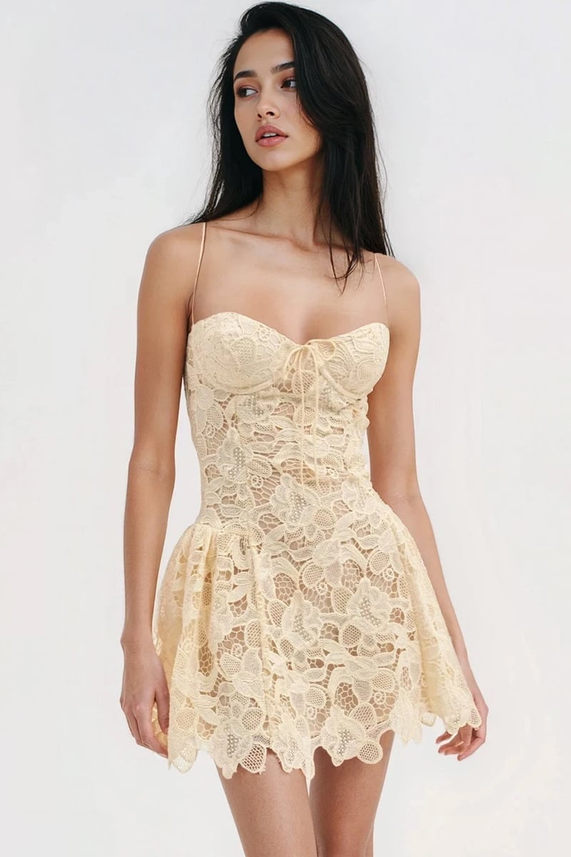 Reha Lace Mini Dress | Jewelclues #color_cream