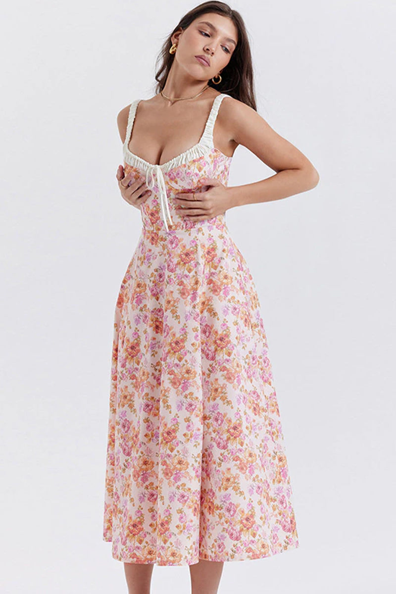 Color_Pink | Romance Reason Floral Print Midi Dress | Jewelclues
