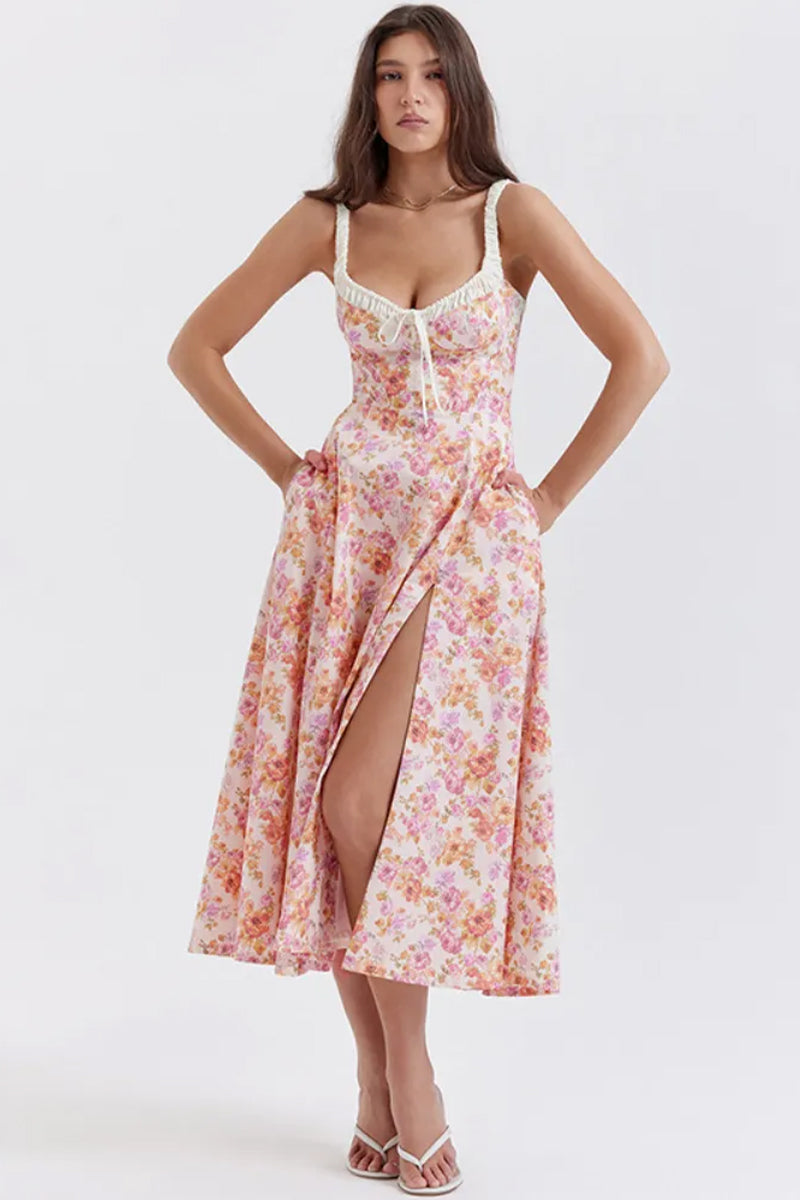 Color_Pink | Romance Reason Floral Print Midi Dress | Jewelclues