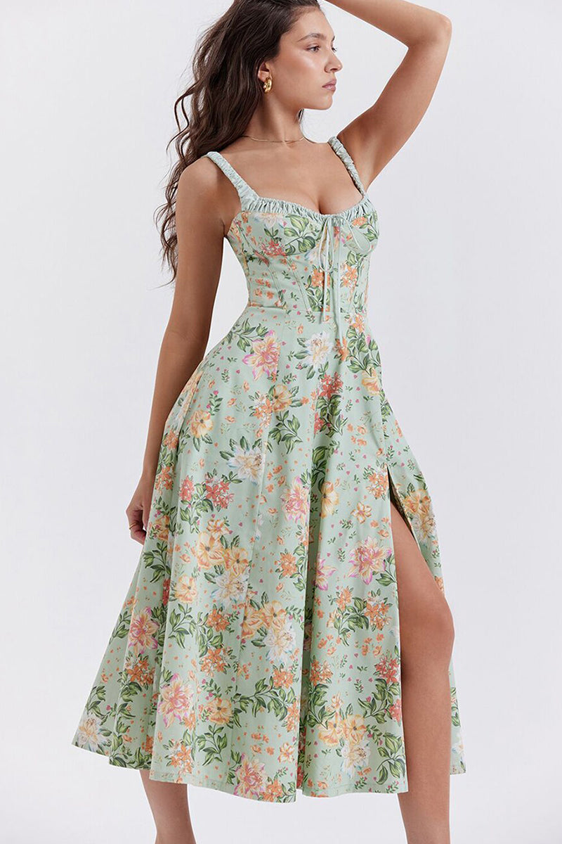 Color_Jade | Romance Reason Floral Print Midi Dress | Jewelclues