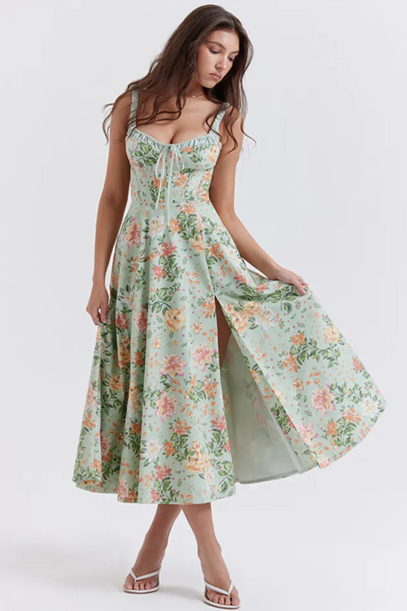 Color_Jade | Romance Reason Floral Print Midi Dress | Jewelclues