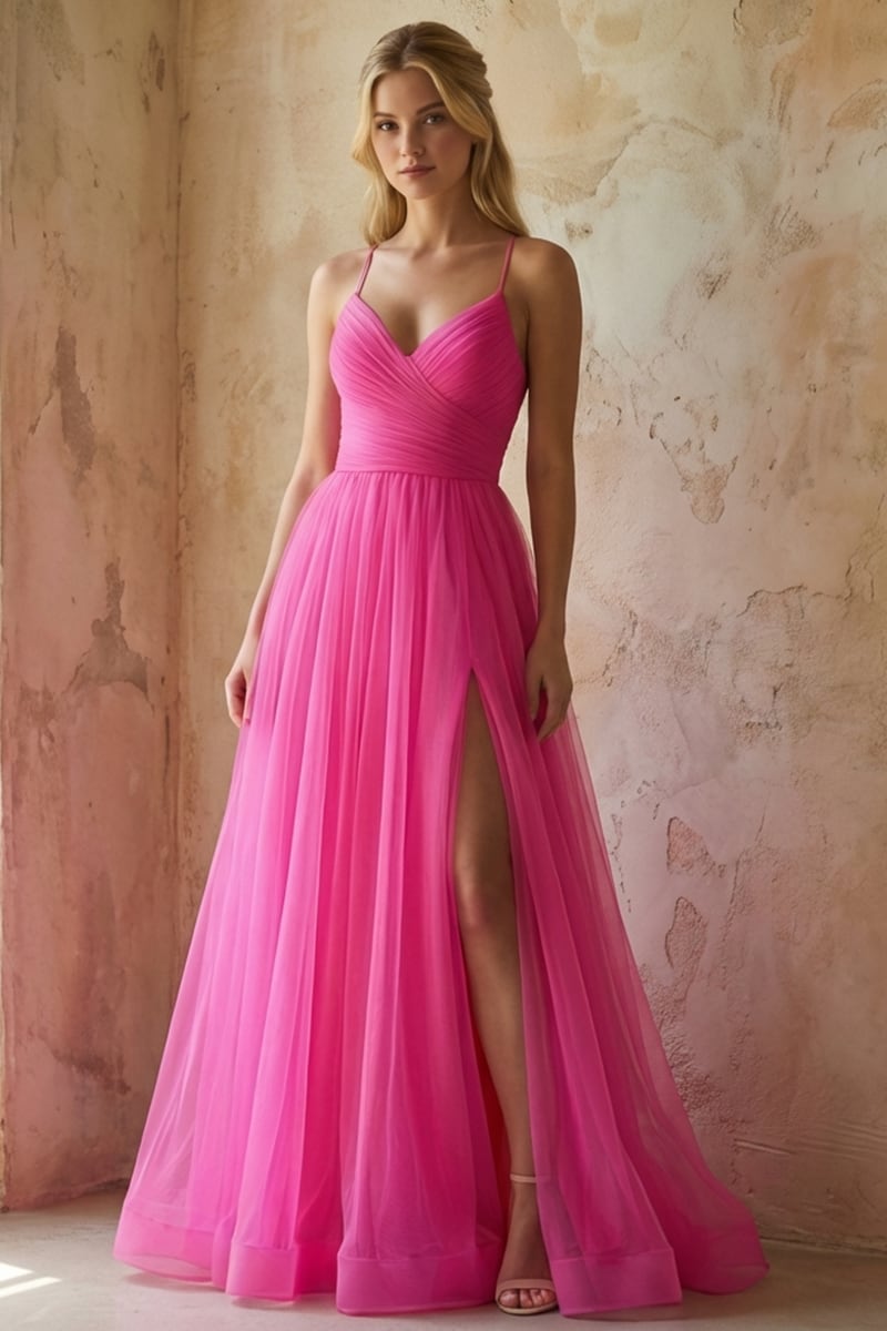 Romantic Evening Draped Tulle Gown | JewelClues