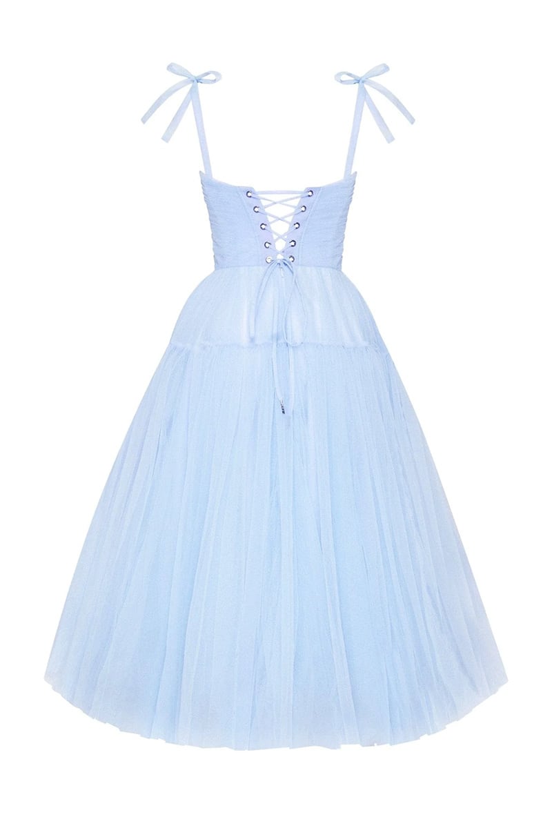 Romantic Heart Tie-Strap Midi Dress | Jewelclues #color_light blue