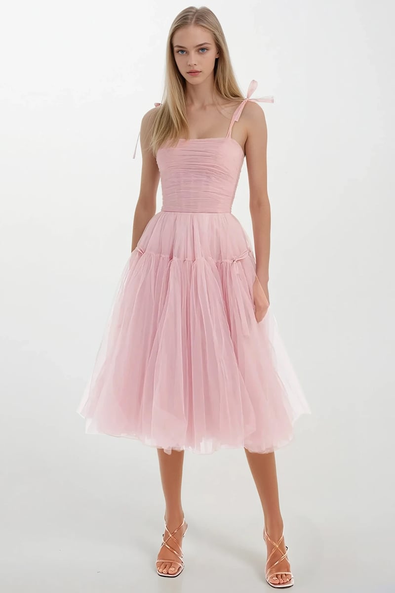 Romantic Heart Tie-Strap Midi Dress | Jewelclues #color_pink