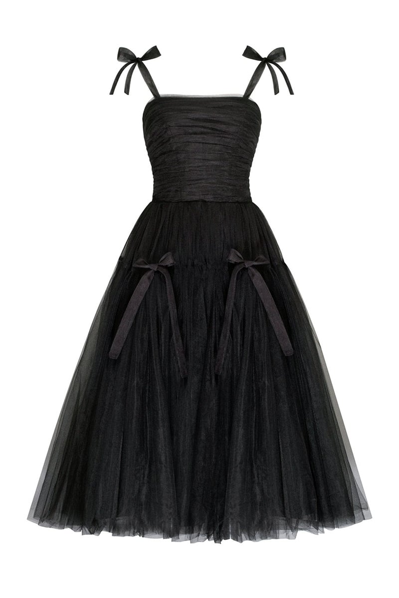 Romantic Heart Tie-Strap Midi Dress | Jewelclues #color_black