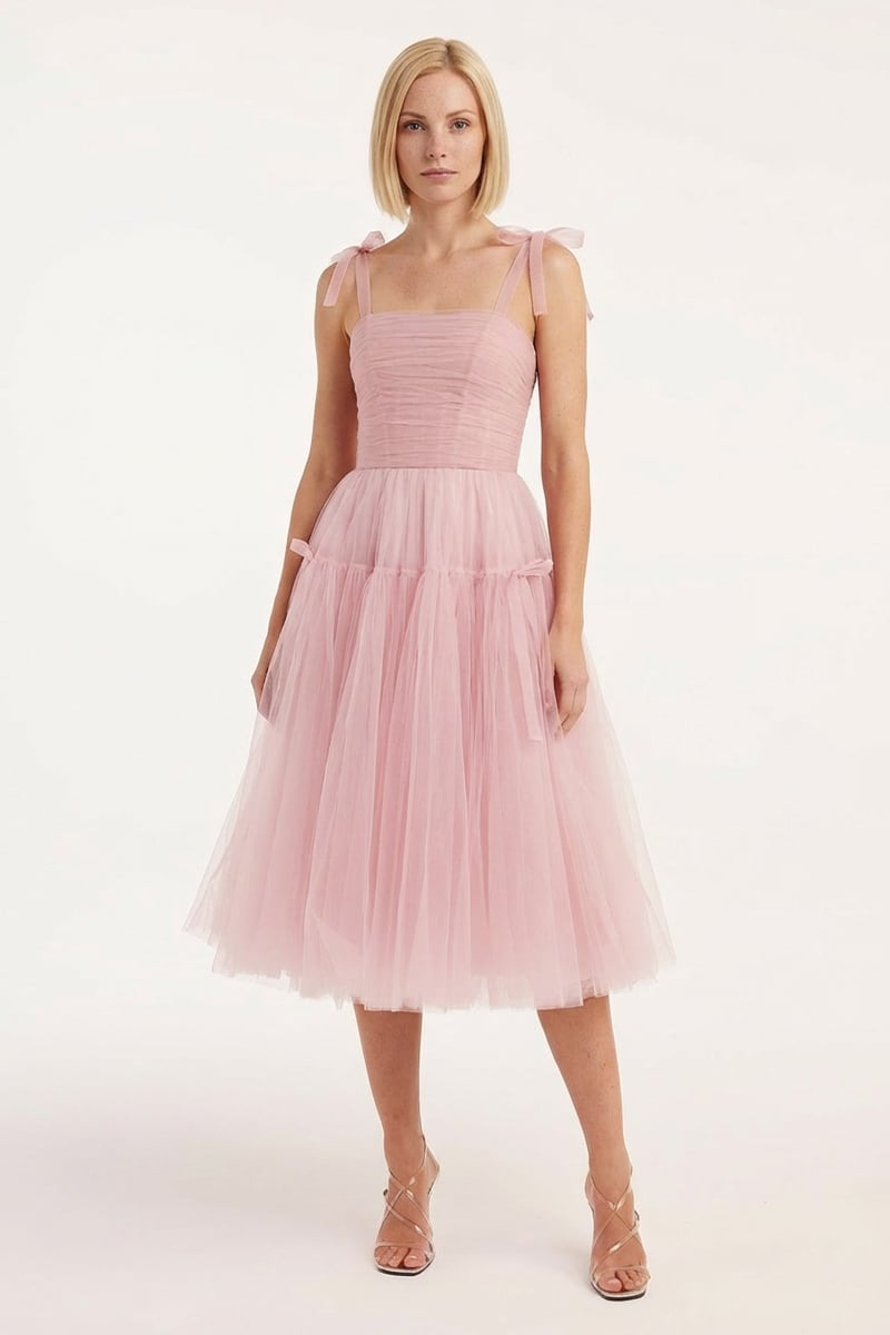 Romantic Heart Tie-Strap Midi Dress | Jewelclues #color_pink