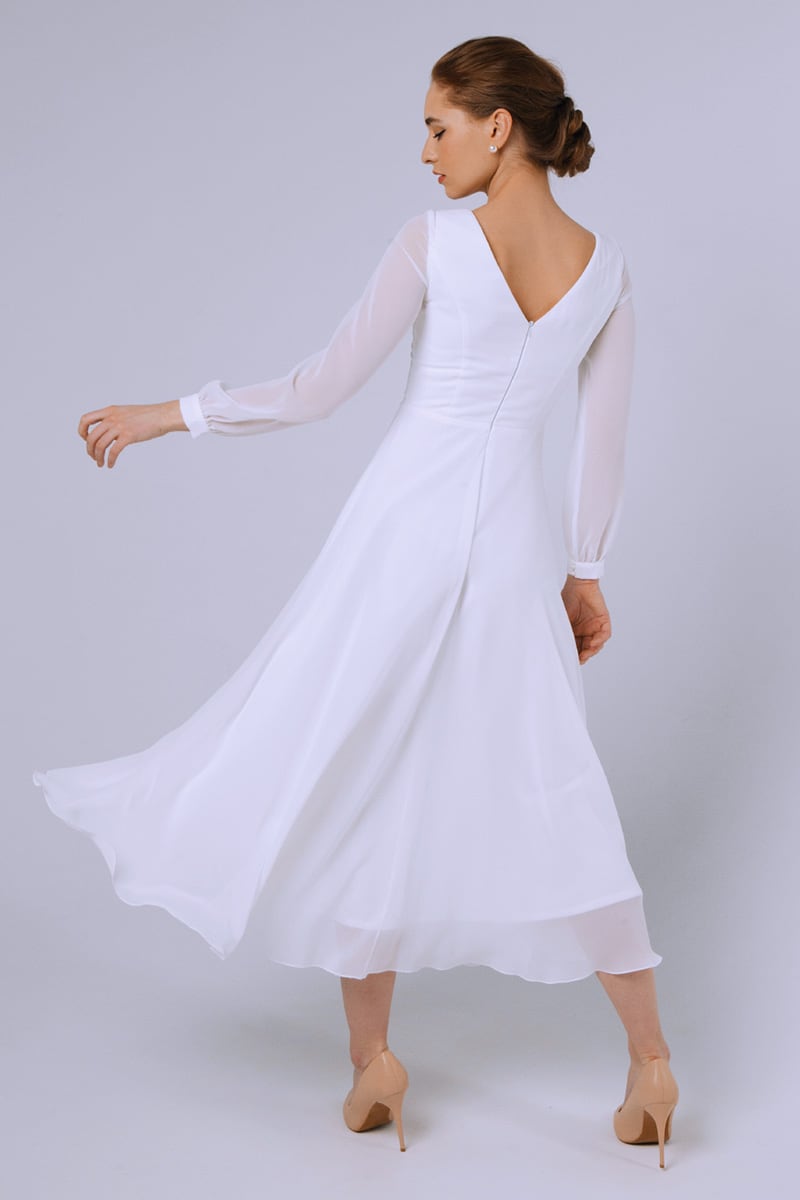 Romantic Moments Long Sleeve Midi Dress | Jewelclues #color_white