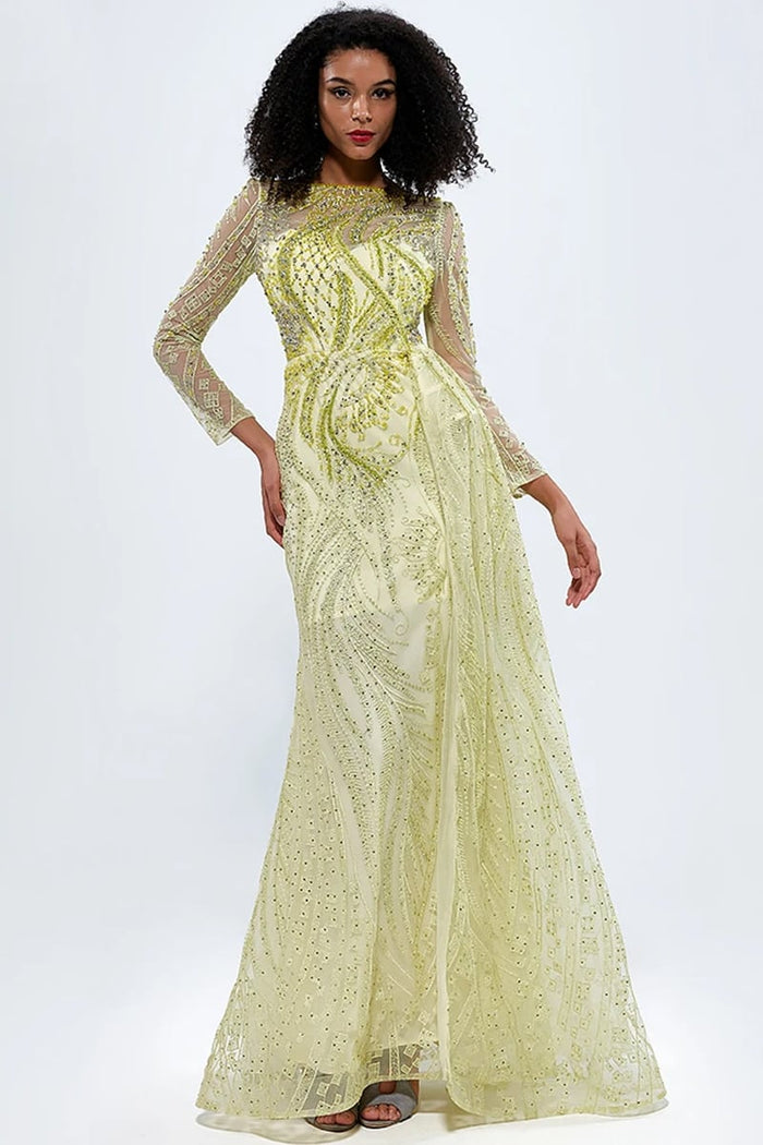 Monique Lhuillier | Beaded long sleeve gown