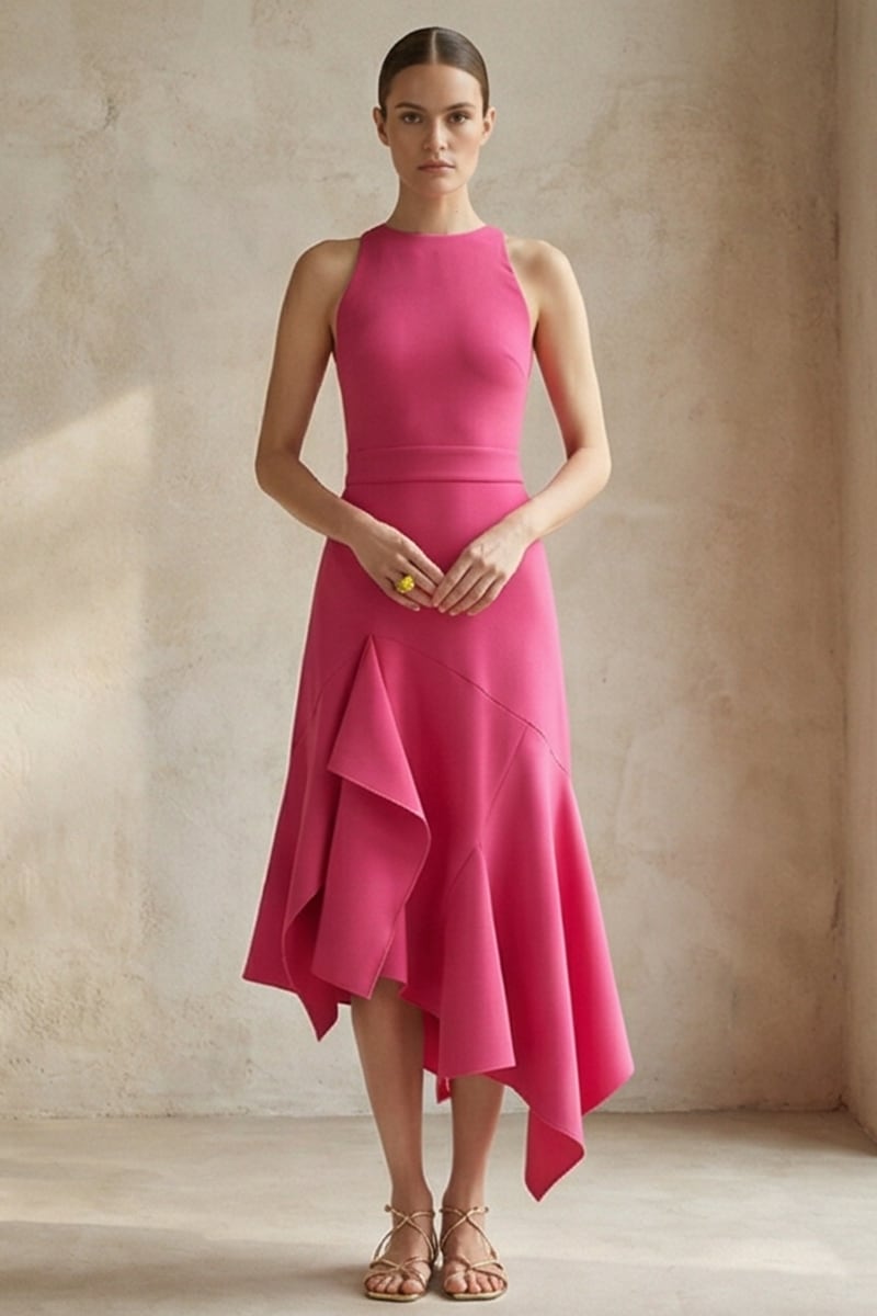 Rosalee Asymmetrical Midi Dress | Jewelclues