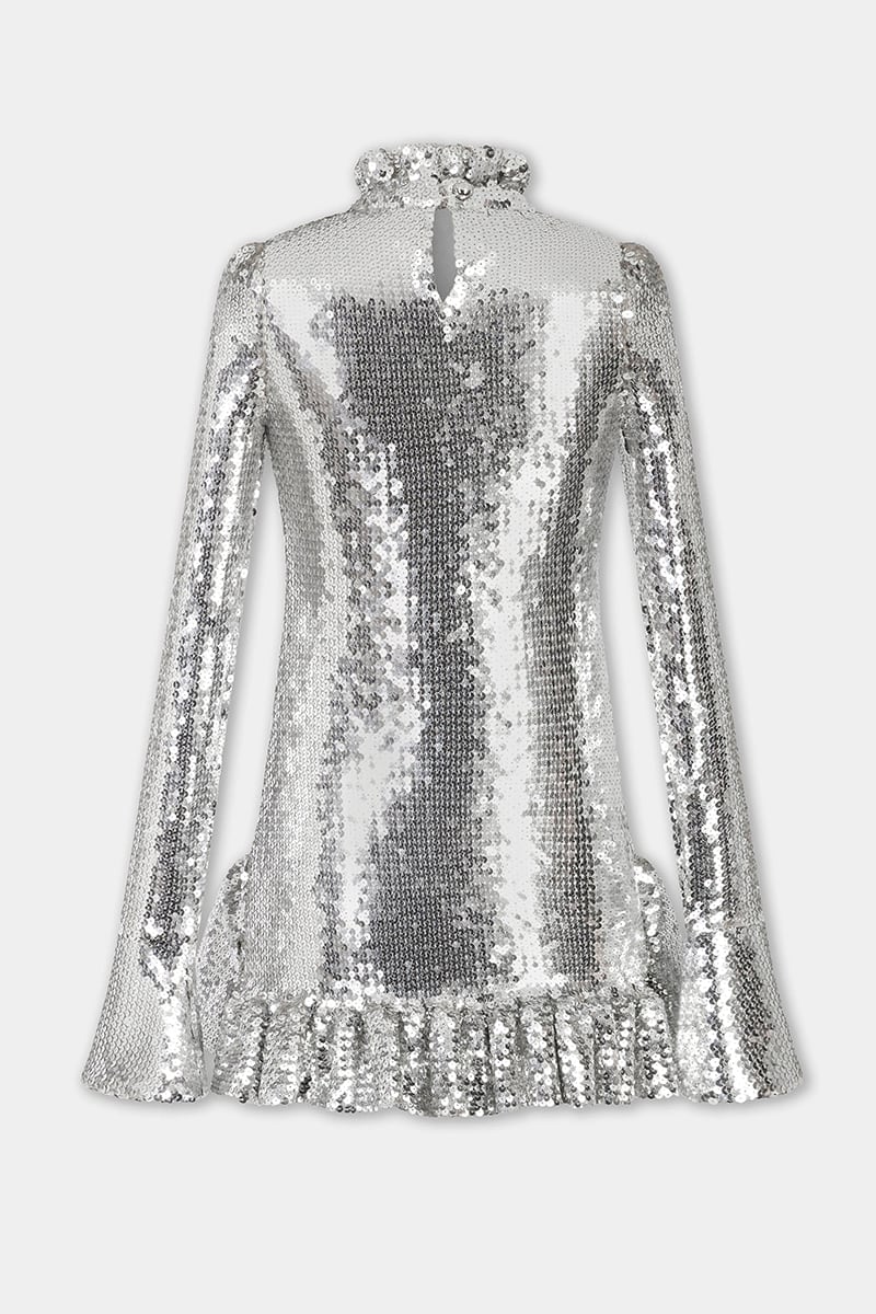 Sabrina Silver Sequin Mini Dress | Jewelclues