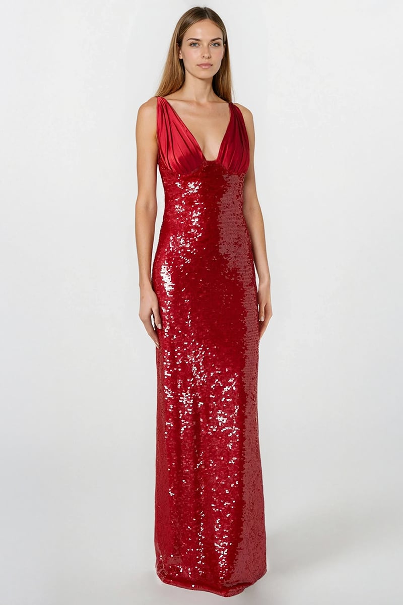 Scarlet Opulence Sequin Maxi Dress | Jewelclues