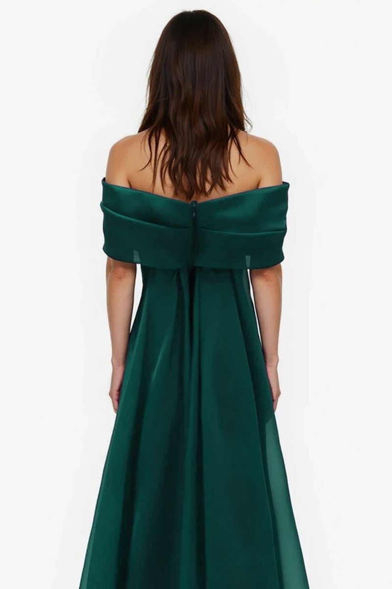 Selene Off-Shoulder Velvet Gown | Jewelclues #color_emerald green