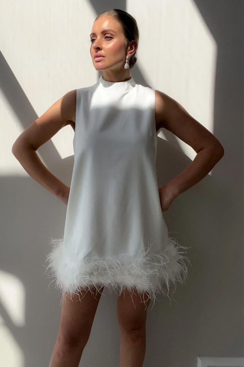 Sensational Glam Sleeveless Mini Dress | Jewelclues #color_white