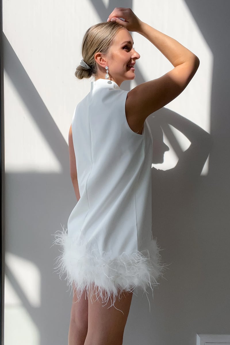Sensational Glam Sleeveless Mini Dress | Jewelclues #color_white