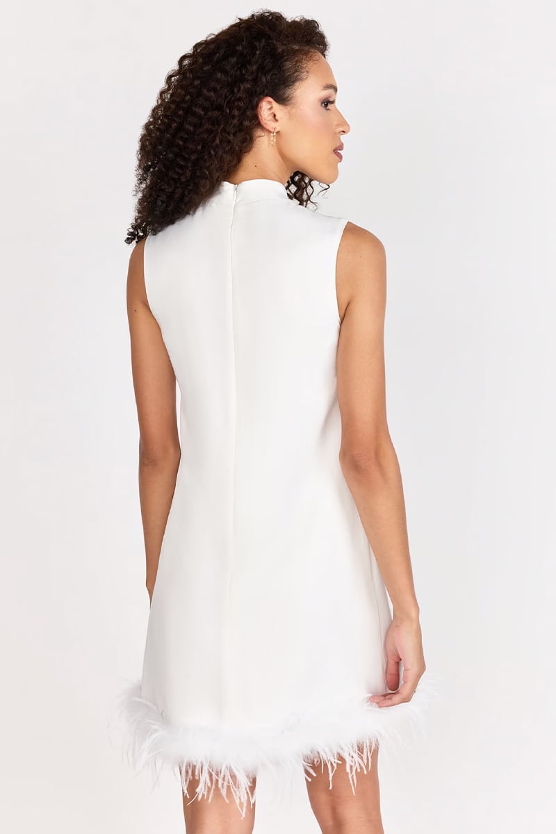Sensational Glam Sleeveless Mini Dress | Jewelclues #color_white