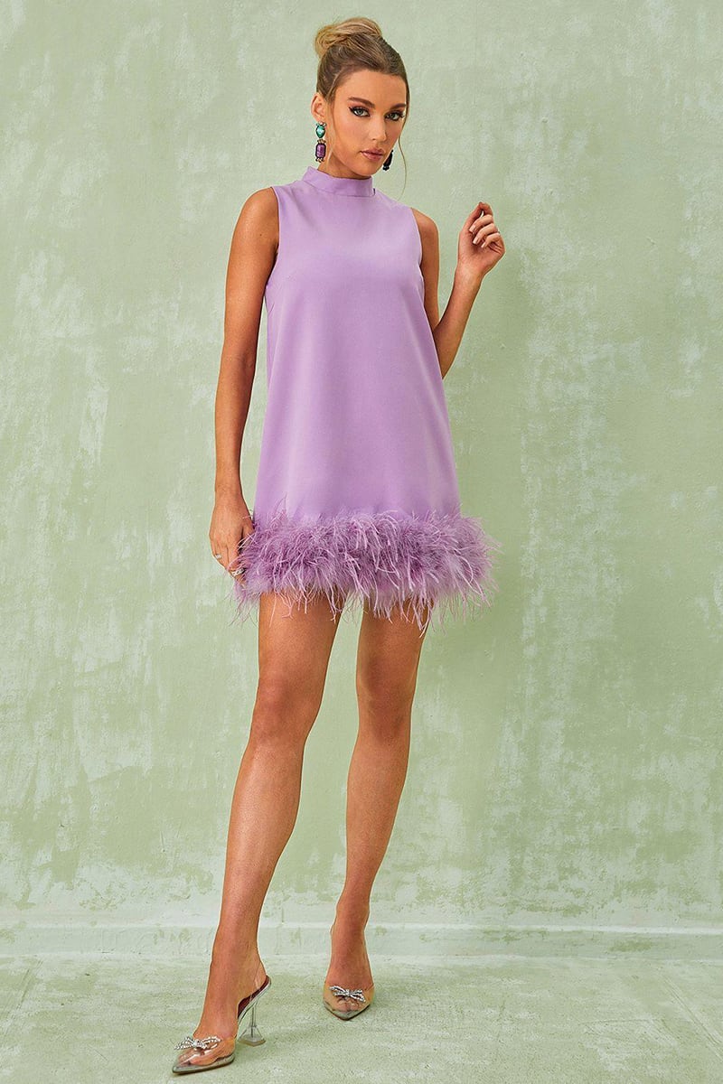 Sensational Glam Sleeveless Mini Dress | Jewelclues #color_lilac