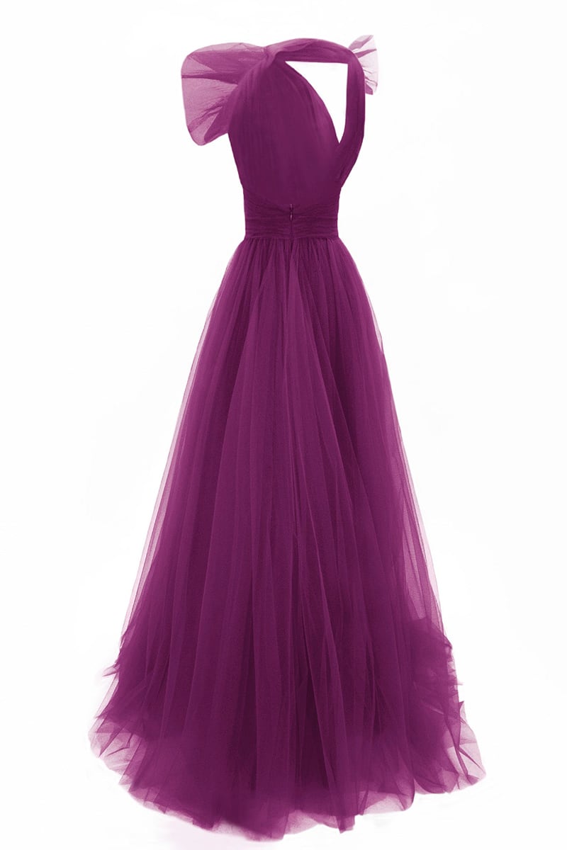 Seraphina One-Shoulder Layered Tulle Maxi Dress | Jewelclues #color_purple