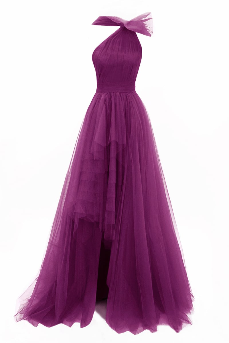 Seraphina One-Shoulder Layered Tulle Maxi Dress | Jewelclues #color_purple
