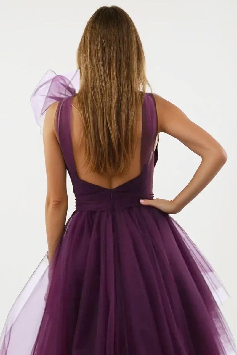 Seraphina One-Shoulder Layered Tulle Maxi Dress | Jewelclues #color_purple
