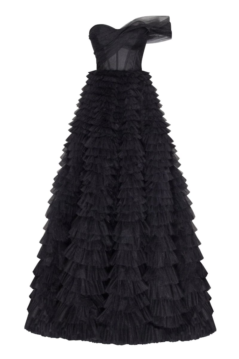 Seraphina One-Shoulder Tulle Ball Gown | Jewelclues - Black