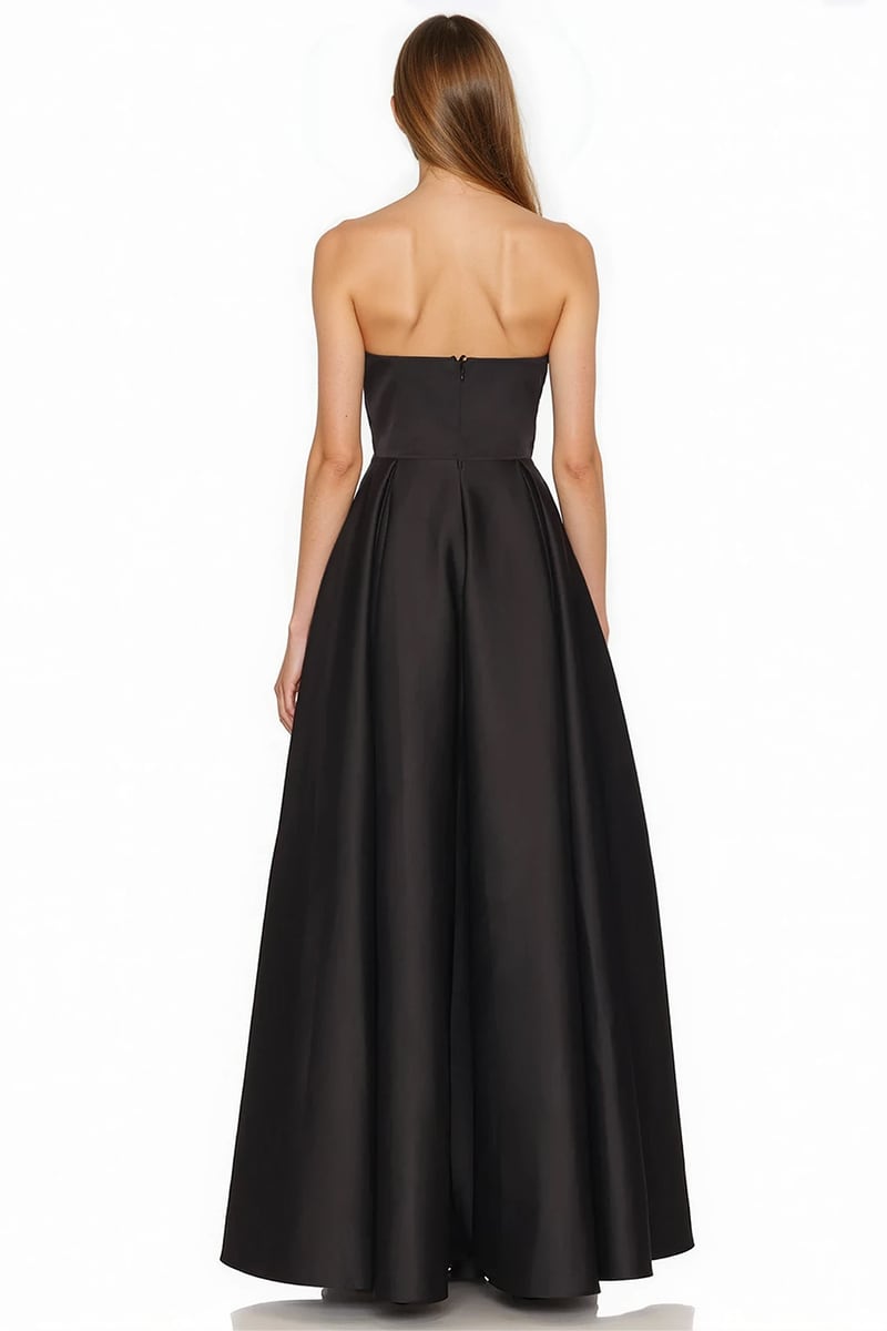 Serena Black Satin Gown | Jewelclues