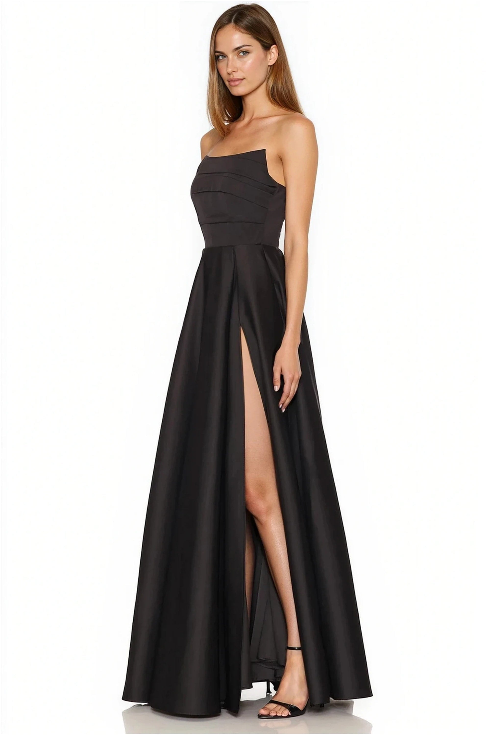 Serena Black Satin Gown | JewelClues