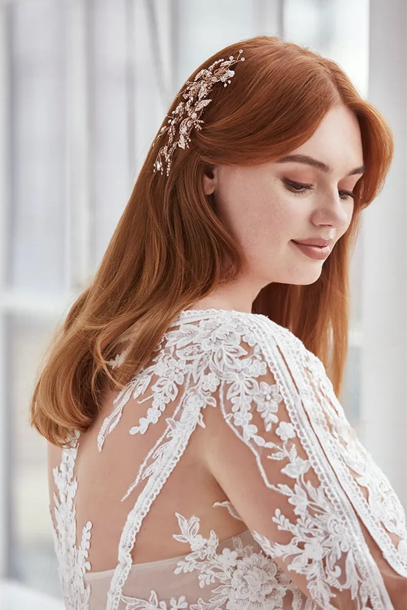 Serene Long-Sleeve Wedding Dress | Jewelclues #color_white
