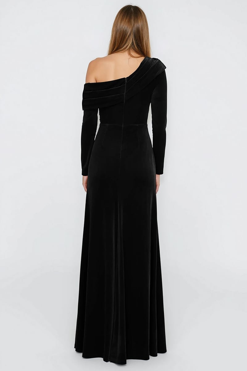Serenity One-Shoulder Velvet Gown | Jewelclues