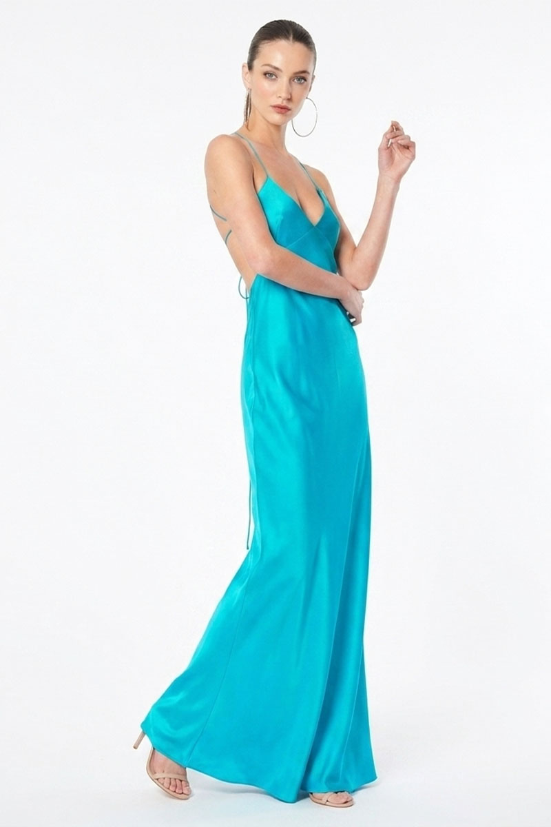 Skye Silk Satin Bias Cut Gown | JewelClues