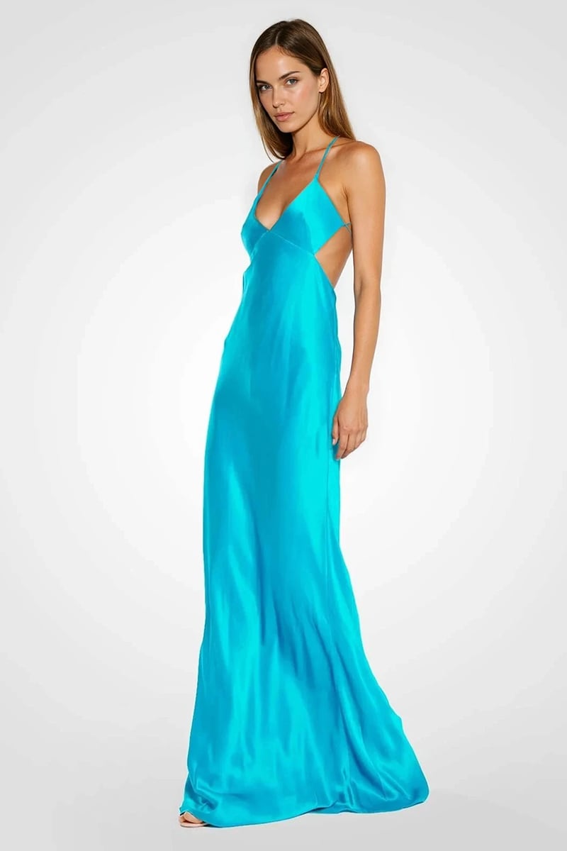 Skye Satin Bias Cut Maxi Dress | Jewelclues