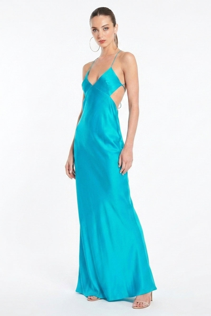 Skye Silk Satin Bias Cut Gown | JewelClues