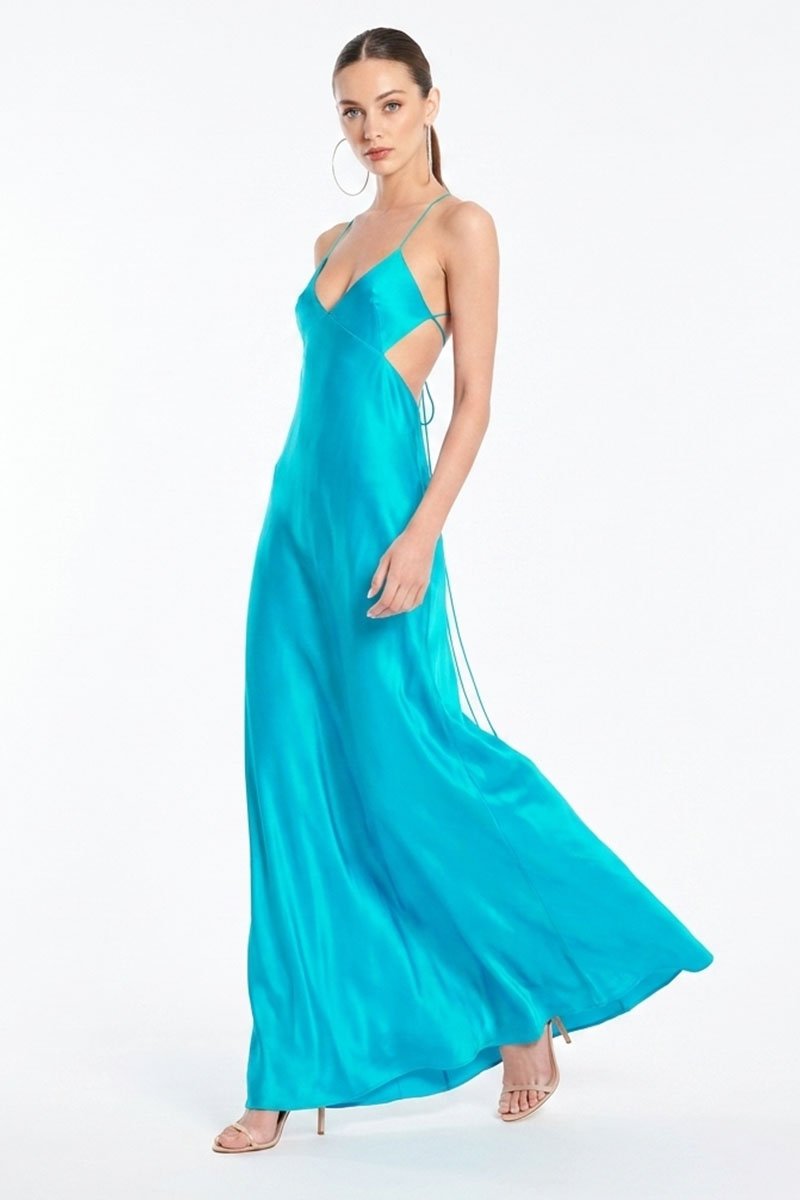 Skye Silk Satin Bias Cut Gown | JewelClues