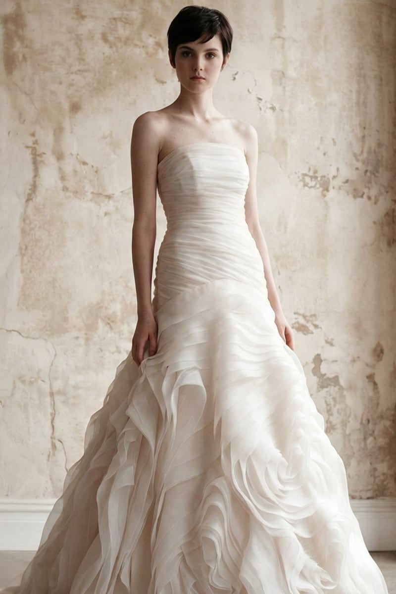 Sophia Strapless Organza Gown | JewelClues #color_white