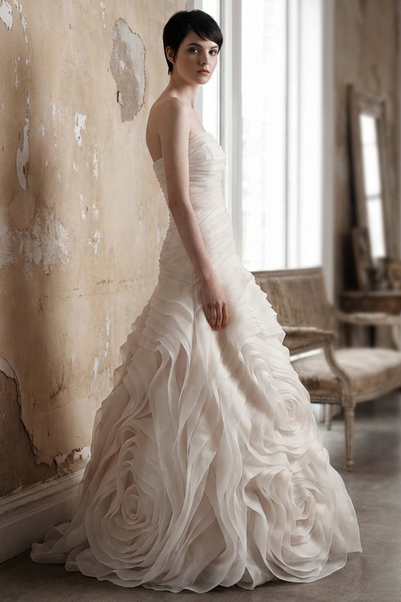 Sophia Strapless Organza Gown | JewelClues #color_white